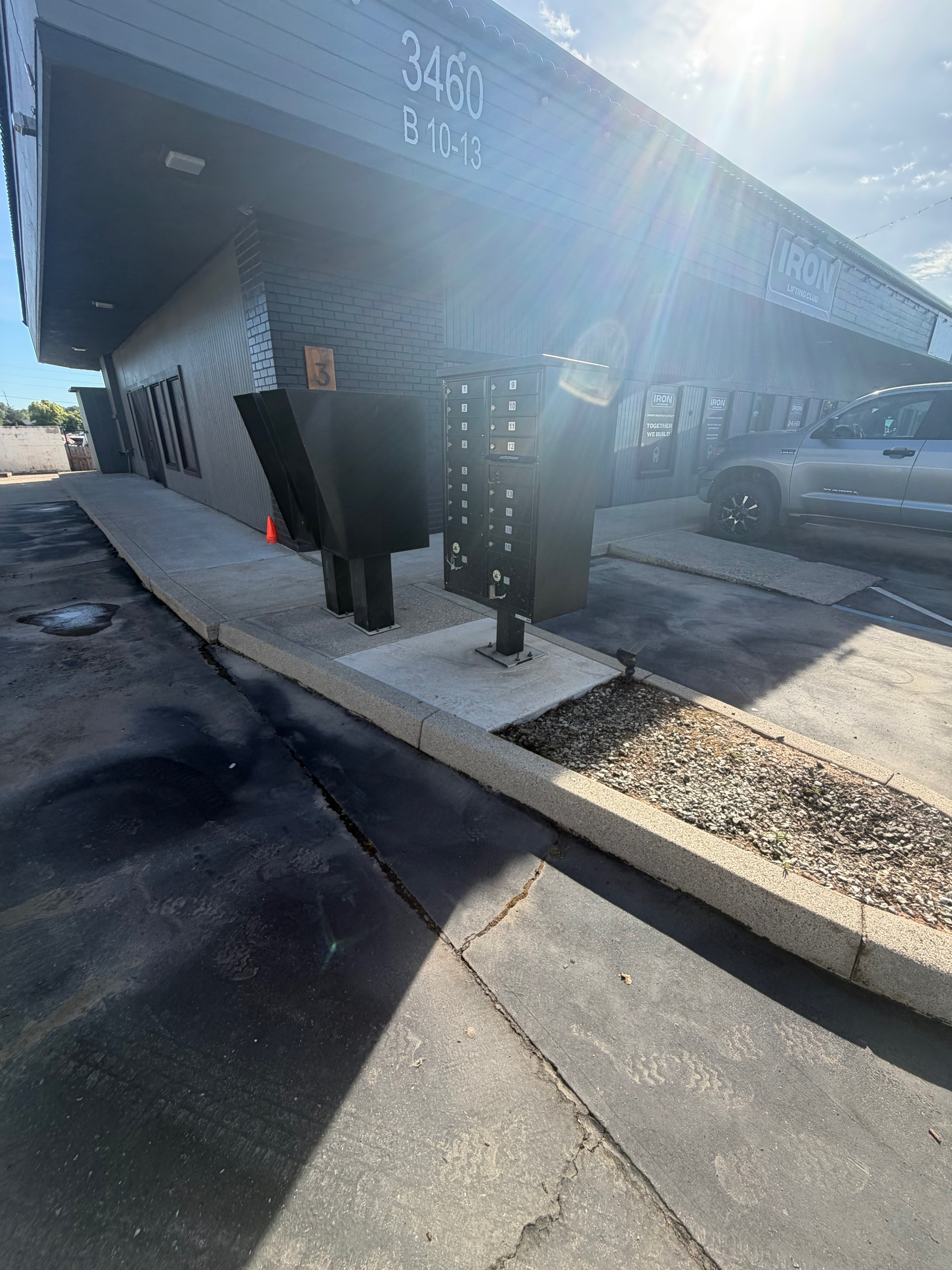 Commercial property before pressure washing